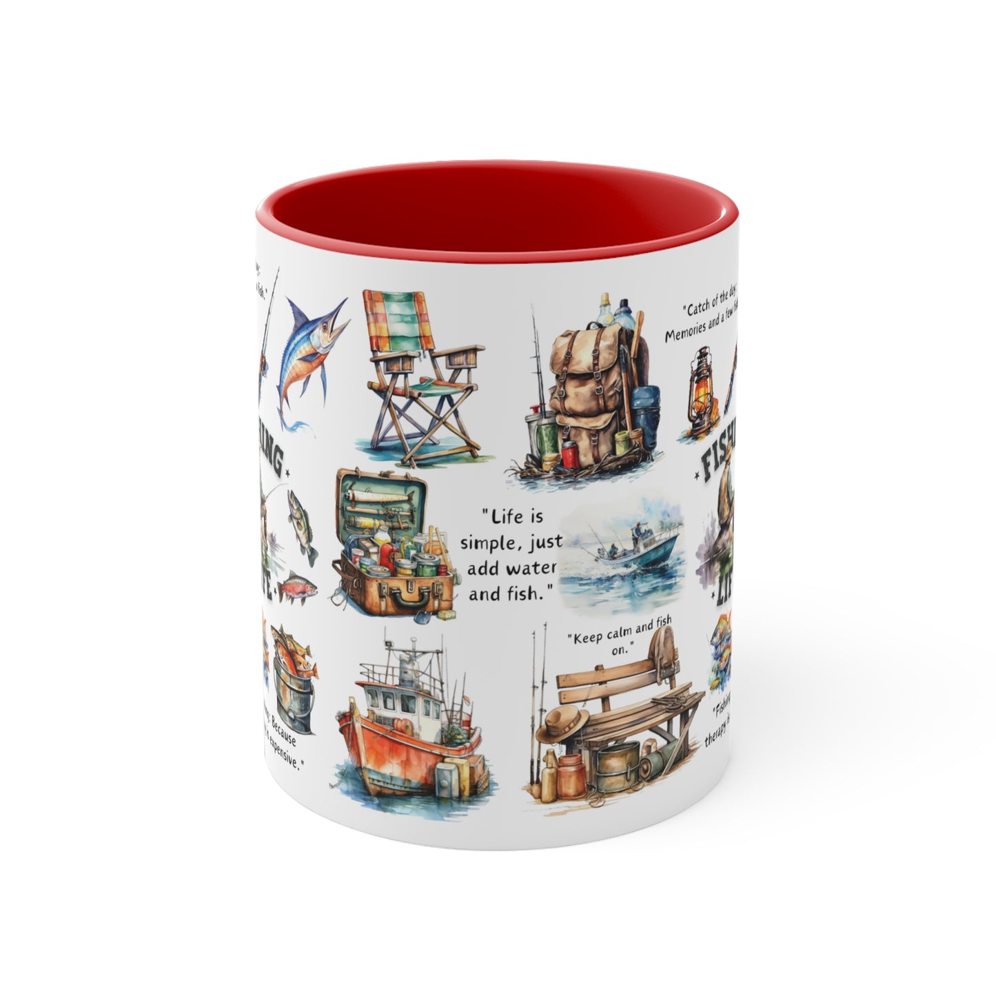 Fishing Life 🎣Accent Coffee Mug, 11oz