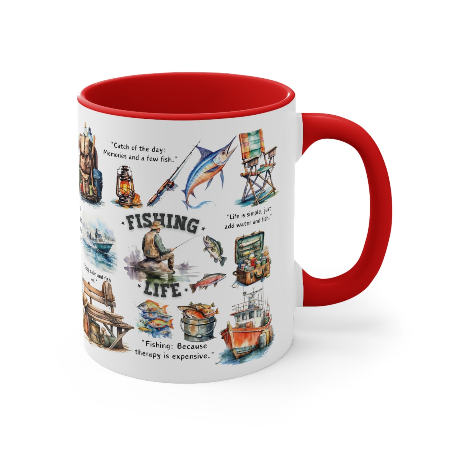 Fishing Life 🎣Accent Coffee Mug, 11oz