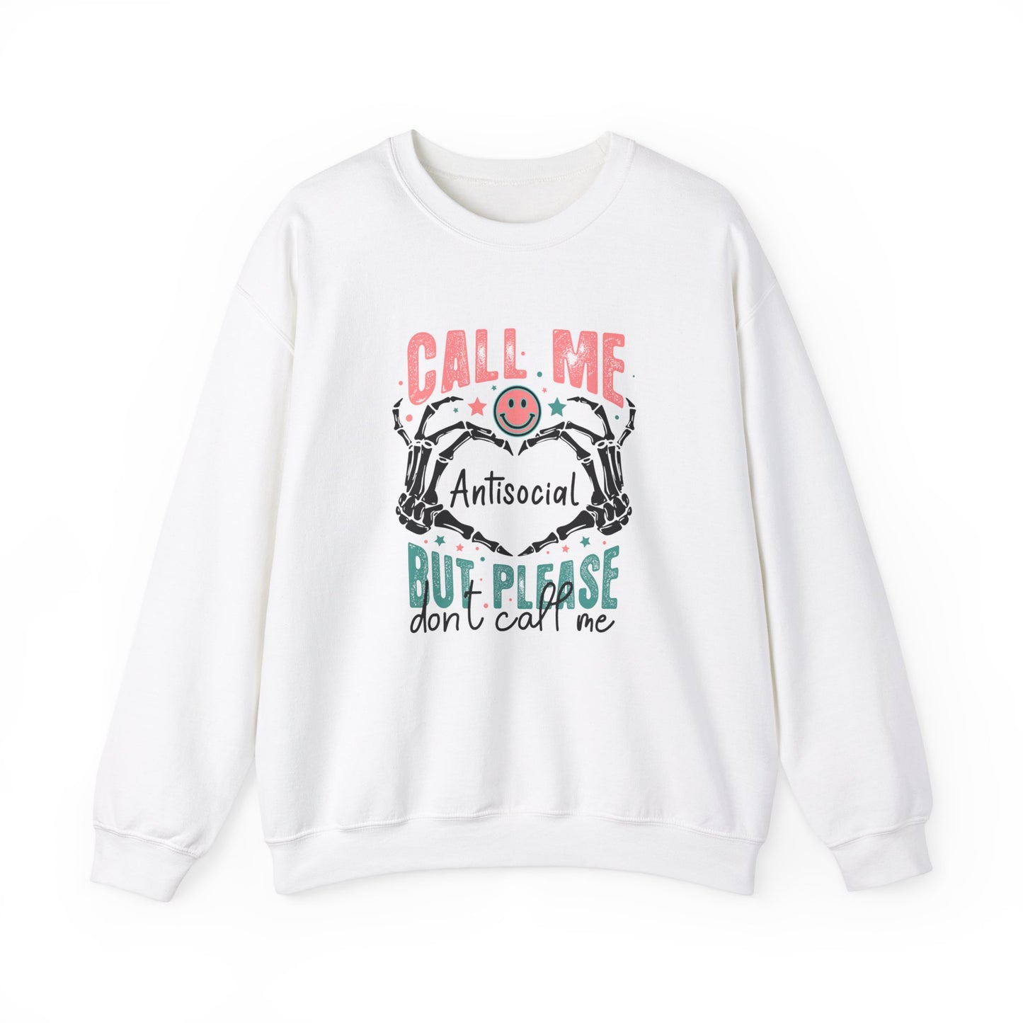 Call Me Anti Social 💀Unisex Heavy Blend™ Crewneck Sweatshirt