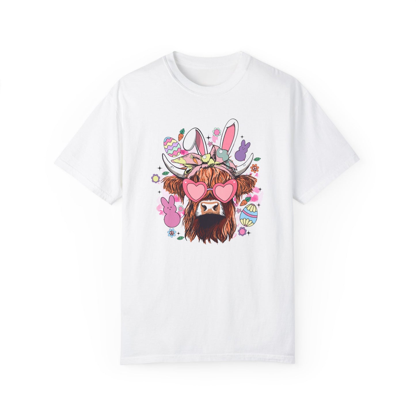 Highland Cow Easter 🐰Unisex Garment-Dyed T-shirt