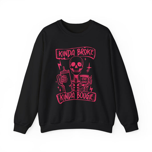 Kinda Broke Kinda Bougie💀 Unisex Heavy Blend™ Crewneck Sweatshirt