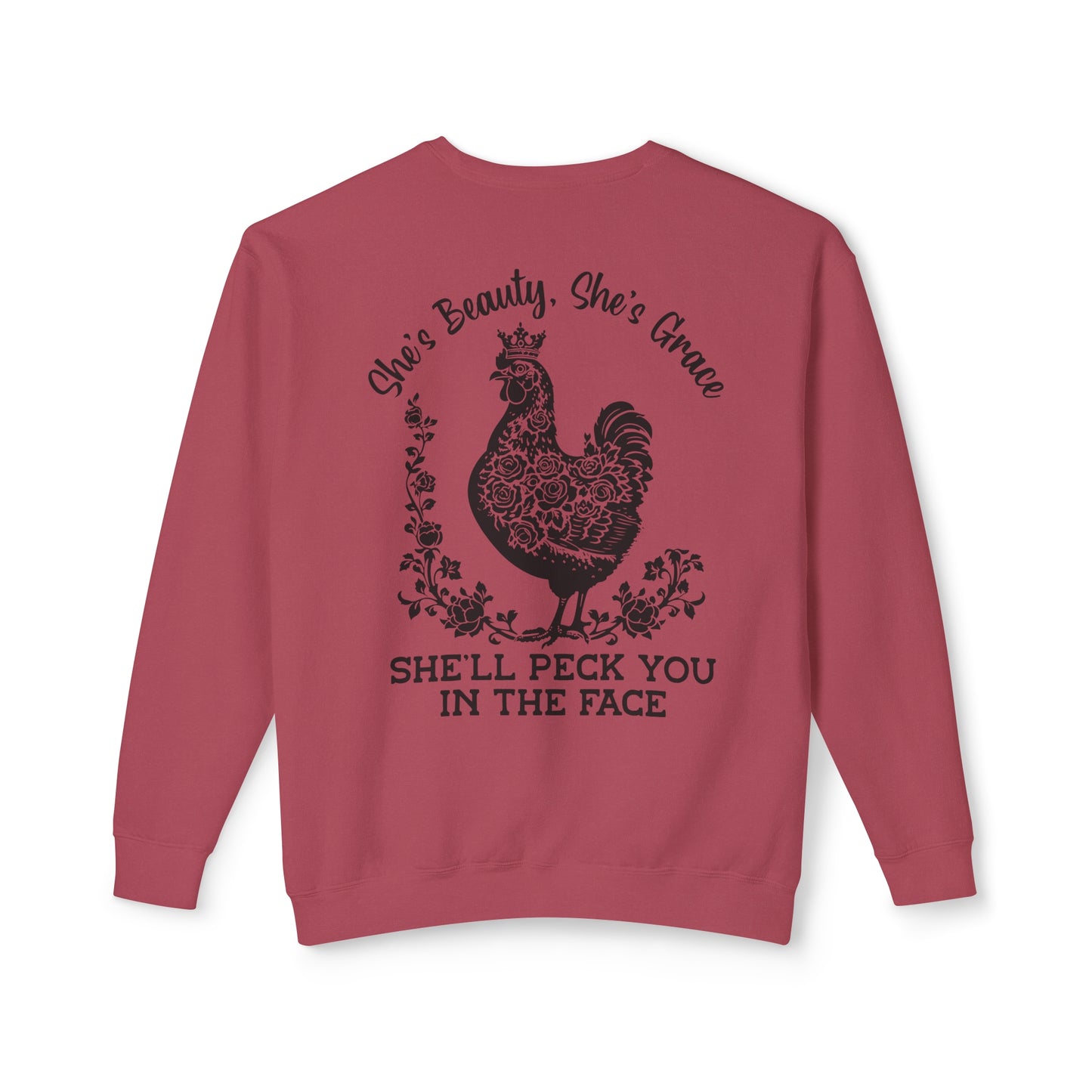 She'll Peck You in the Face 🐔 Unisex Lightweight Crewneck Sweatshirt