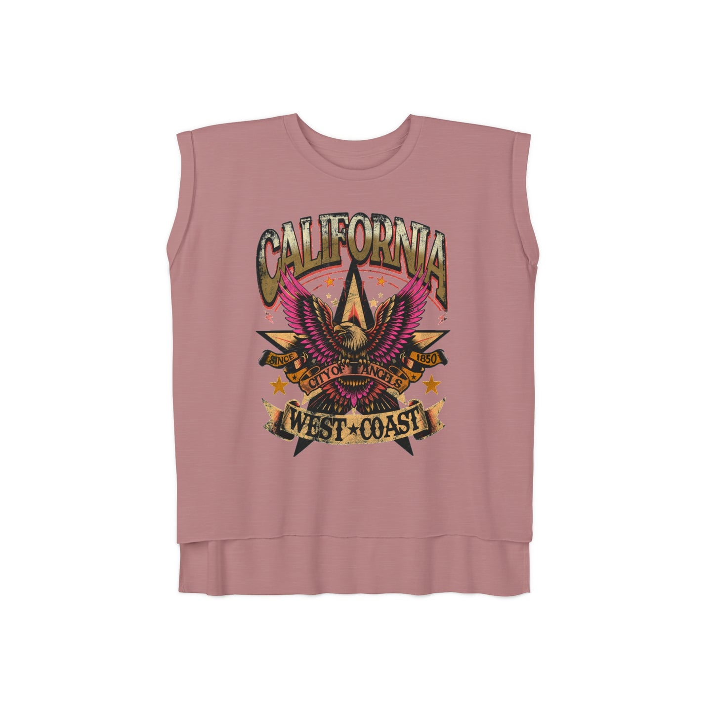 California West Coast 🦅Women’s Flowy Rolled Cuffs Muscle Tee