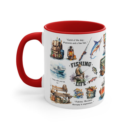 Fishing Life 🎣Accent Coffee Mug, 11oz