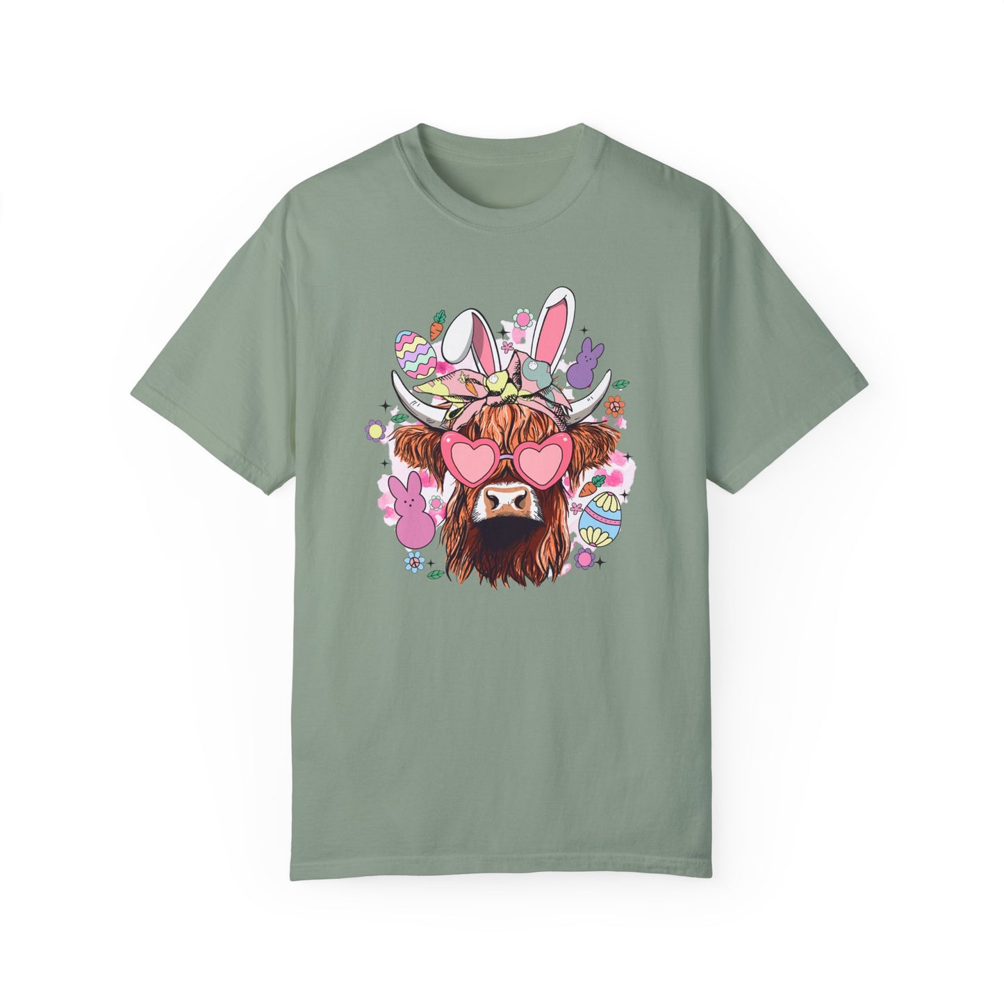 Highland Cow Easter 🐰Unisex Garment-Dyed T-shirt