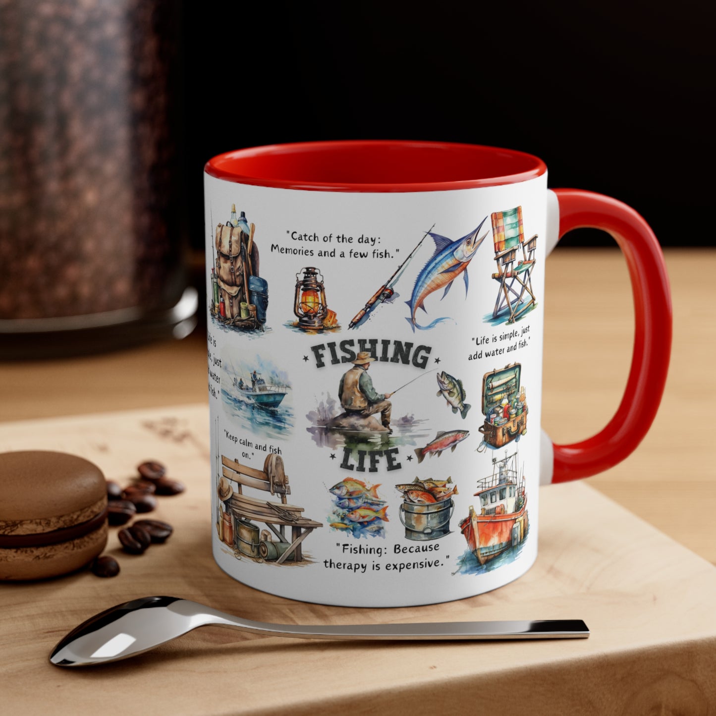 Fishing Life 🎣Accent Coffee Mug, 11oz