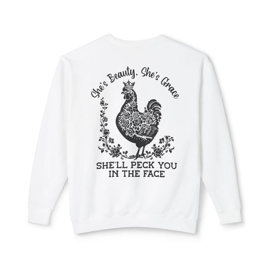 She'll Peck You in the Face 🐔 Unisex Lightweight Crewneck Sweatshirt