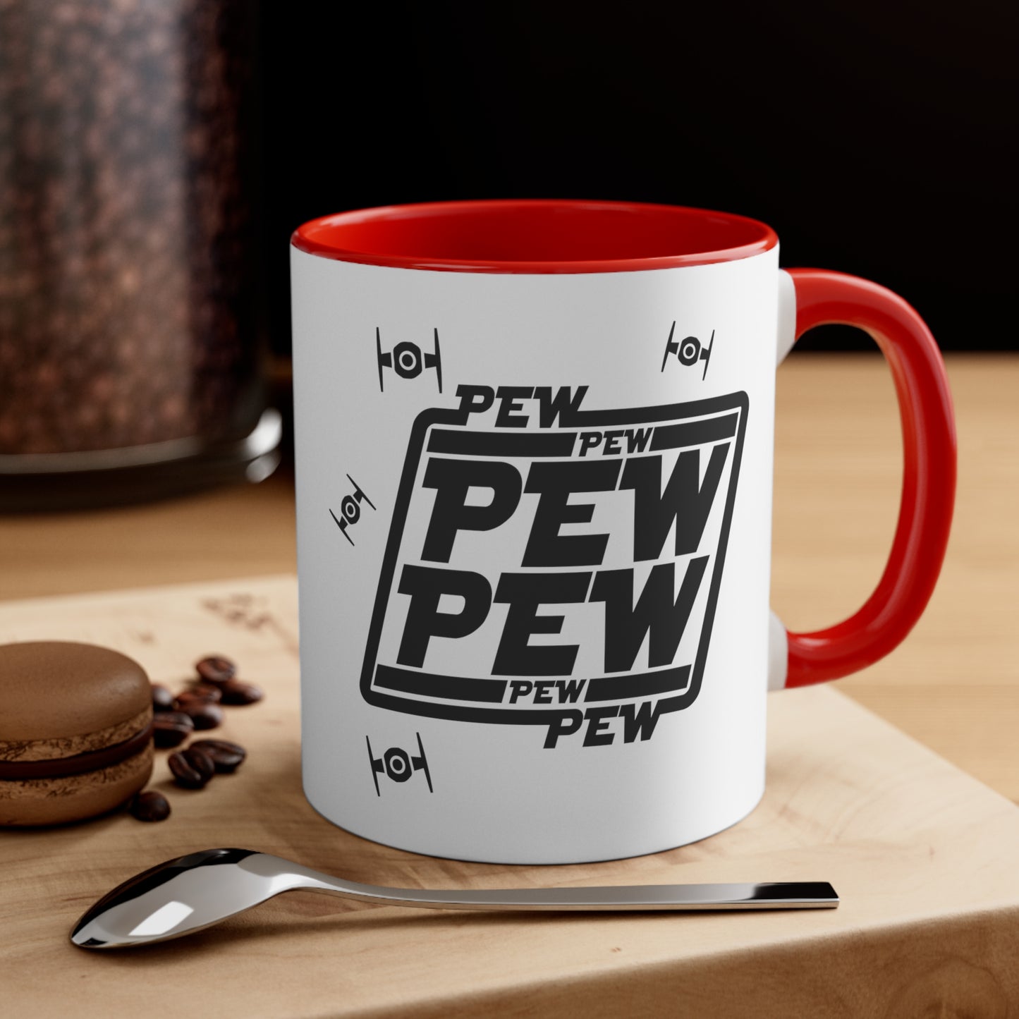 Pew Pew Pew 🚀Accent Coffee Mug, 11oz