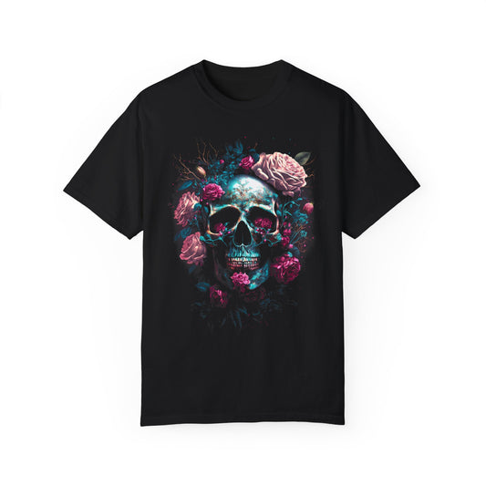 Roses & Skull 💀Unisex Garment-Dyed T-shirt