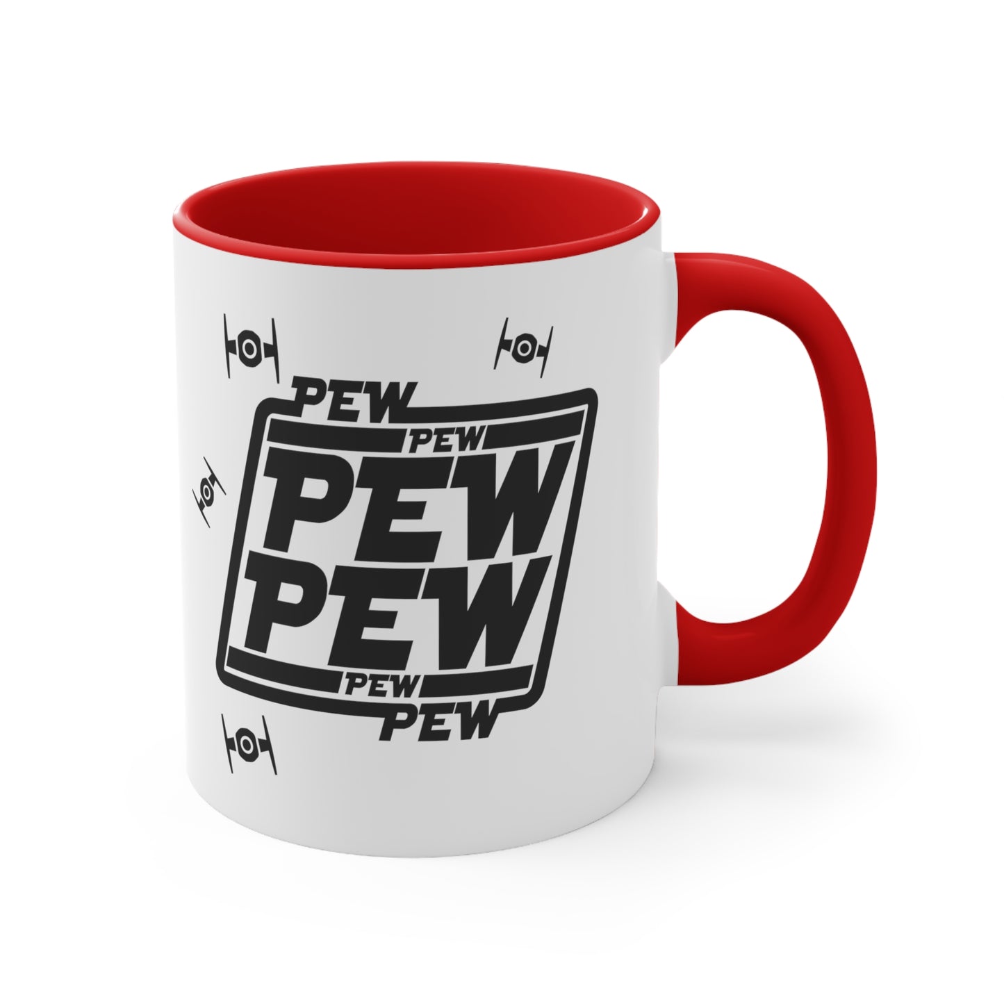 Pew Pew Pew 🚀Accent Coffee Mug, 11oz