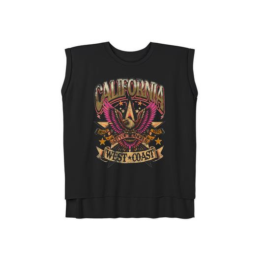 California West Coast 🦅Women’s Flowy Rolled Cuffs Muscle Tee