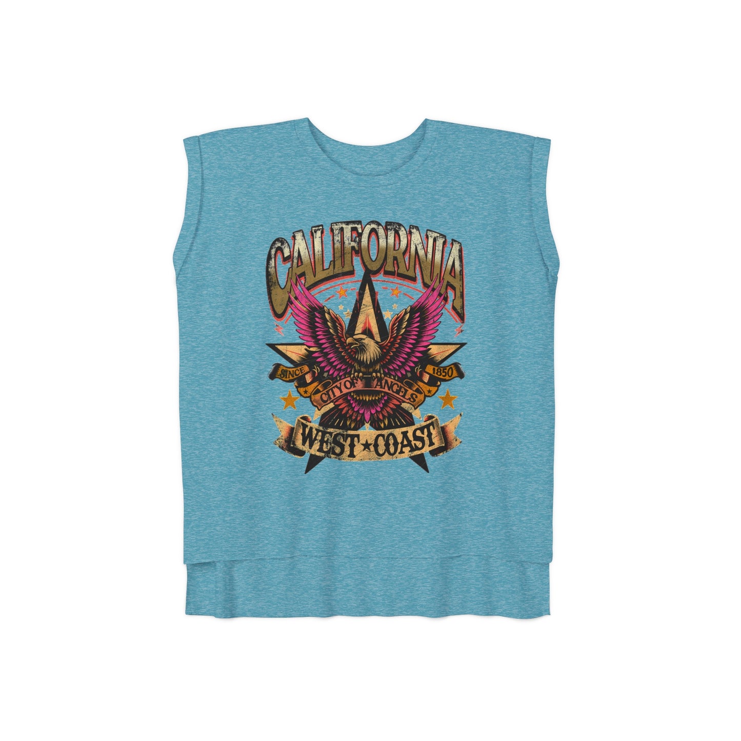 California West Coast 🦅Women’s Flowy Rolled Cuffs Muscle Tee